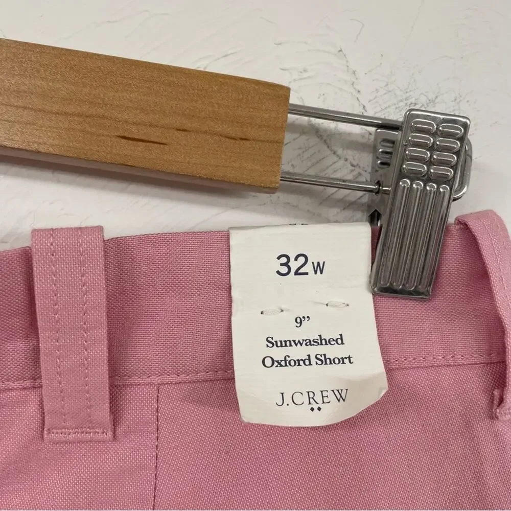 J Crew Sunwashed Oxford Chino Shorts Pink Mens Casual 32W Preppy Golf